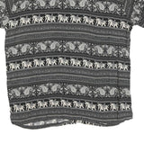 Mens Black & Cream Printed Cotton Blend Shirt M Elephant Pattern Casual Short