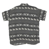 Mens Black & Cream Printed Cotton Blend Shirt M Elephant Pattern Casual Short