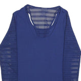 DKNY Womens Blue Top Long Sleeve Round Neck Crochet Detail XS Casual