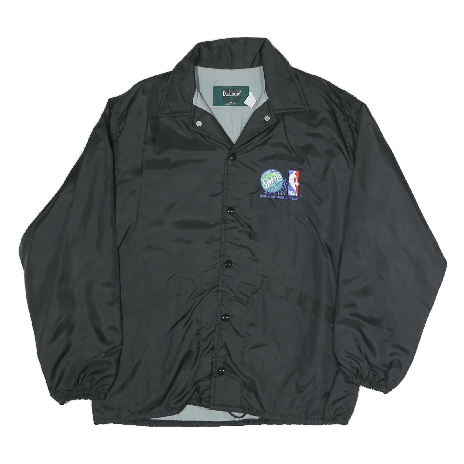 DUNBROOKE Mens Black NBA Sprite Button Jacket M Polyester Blend Plain ...