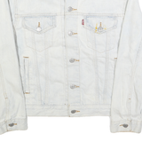 LEVI'S Womens Blue Denim Jacket M Cotton Button Floral Embroidered Casual