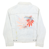 LEVI'S Womens Blue Denim Jacket M Cotton Button Floral Embroidered Casual