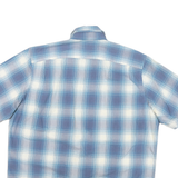 WRANGLER Mens Blue & White Check Shirt XL Cotton Blend Short Sleeve Casual