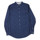 TOMMY HILFIGER Mens Blue Shirt XL Button Down Logo Casual Classic Cotton Blend