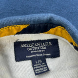 Number 9 Embroidery American Eagle Polo Shirt - Large Blue Cotton