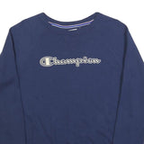 CHAMPION Mens Navy Blue Cotton Blend Crew Neck M Sweatshirt Pullover Logo