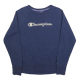 CHAMPION Mens Navy Blue Cotton Blend Crew Neck M Sweatshirt Pullover Logo