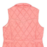 ROPER Womens Pink Quilted Sleeveless Jacket M Polyester Blend Button Front