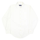 MANHATTEN Mens White Cotton Blend Shirt M Classic Fit Long Sleeve Button Shirt
