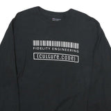 CHAMPION Mens Black Graphic T-Shirt M Long Sleeve Crew Neck Cotton Barcodes