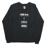 CHAMPION Mens Black Graphic T-Shirt M Long Sleeve Crew Neck Cotton Barcodes