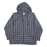 JENNI Womens Blue Patterned Zip Hoodie L Cotton Blend Casual Everyday Wear