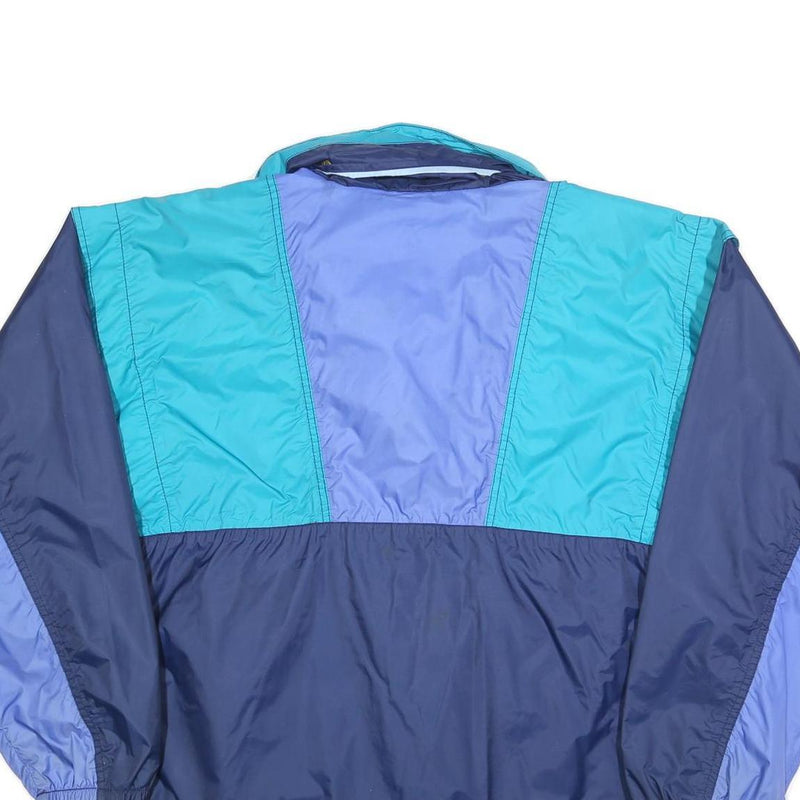 Mens Blue Navy Teal Colourblock Windbreaker Jacket XL Polyester Blend Zip