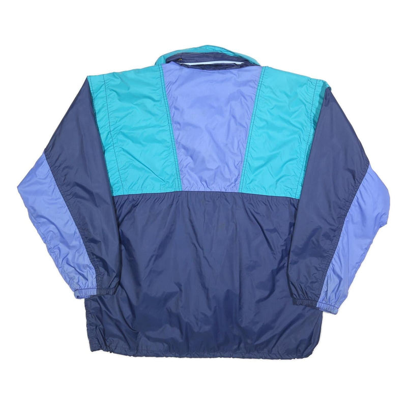Mens Blue Navy Teal Colourblock Windbreaker Jacket XL Polyester Blend Zip