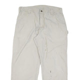 CARHARTT Mens Relaxed Beige Cotton Blend Zip Trousers W36 L28 Casual Workwear