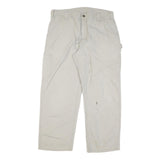 CARHARTT Mens Relaxed Beige Cotton Blend Zip Trousers W36 L28 Casual Workwear