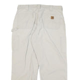 CARHARTT Mens Relaxed Beige Cotton Blend Zip Trousers W36 L28 Casual Workwear