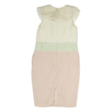 MAX MARA Womens Cream & Pink Day Polyester Dress M Ruffled Neck Pencil