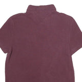 TOMMY HILFIGER Mens Maroon Short Sleeve Polo Shirt M Cotton Casual Basic