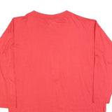 Mens Red Cotton Blend Long Sleeve Crew Neck Button Detail Casual T-Shirt S