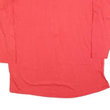 Mens Red Cotton Blend Long Sleeve Crew Neck Button Detail Casual T-Shirt S