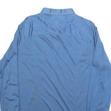 Mens Blue Polyester Long Sleeve Shirt L Classic Fit Button Collar Pocket