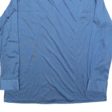 Mens Blue Polyester Long Sleeve Shirt L Classic Fit Button Collar Pocket