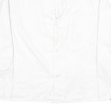 Mens White Cotton Blend Button Jacket L Plain Stylish Casual Lightweight