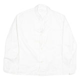 Mens White Cotton Blend Button Jacket L Plain Stylish Casual Lightweight