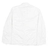 Mens White Cotton Blend Button Jacket L Plain Stylish Casual Lightweight