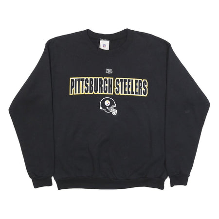 NFL Mens Black Pittsburgh Steelers Crew Neck M Cotton Blend Pullover Sweatshirt