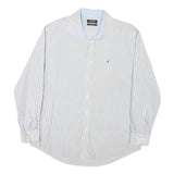 NAUTICA Mens White & Blue Striped Shirt M Classic Cotton Blend Casual
