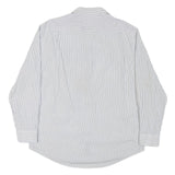 NAUTICA Mens White & Blue Striped Shirt M Classic Cotton Blend Casual