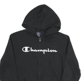 CHAMPION Mens Black Zip Hoodie S Cotton Blend Casual Zip Up Sweatshirt