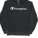 CHAMPION Mens Black Zip Hoodie S Cotton Blend Casual Zip Up Sweatshirt