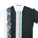 JUST REBEL Mens Black & White Abstract Pattern Cotton Shirt L Casual Button Up