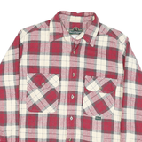 BERNE APPAREL Mens Red & Cream Check Shirt M Cotton Blend Long Sleeve Casual