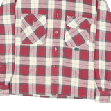 BERNE APPAREL Mens Red & Cream Check Shirt M Cotton Blend Long Sleeve Casual