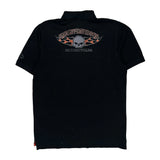 Skull Logo Harley Davidson Graphic Polo Shirt - Large Black Cotton