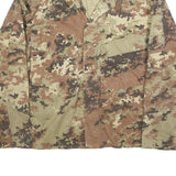 Mens Beige Brown Camouflage Cotton Blend Button Jacket S Military Style