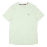 TOMMY HILFIGER Mens White Crew Neck Short Sleeve T-Shirt M Cotton Blend