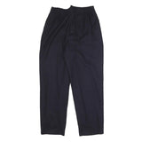 SAG HARBOR Womens Wool Blend Navy Relaxed Tapered Trousers W27 L28 Smart Office