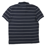 NAUTICA Mens Navy Blue & White Striped Short Sleeve Polo Shirt XL Cotton Blend