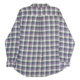 CHAPS Mens Green & Purple Check Shirt L Cotton Flannel Button Collar Long Sleeve