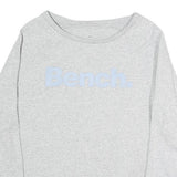 BENCH Womens Grey Cotton Blend Crew Neck Sweatshirt L Logo Light Weight Casual