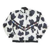 Womens Black & White Floral Embroidery Polyester Blend Zip Jacket XL Plain