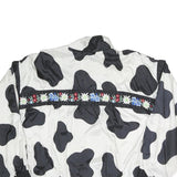 Womens Black & White Floral Embroidery Polyester Blend Zip Jacket XL Plain
