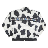 Womens Black & White Floral Embroidery Polyester Blend Zip Jacket XL Plain