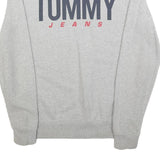 TOMMY JEANS Mens Grey Sweatshirt Crew Neck S Logo Print Cotton Blend Casual