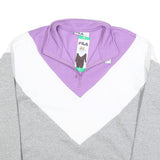 FILA Womens Lilac & White & Grey Colourblock Quarter Zip Sweatshirt XL Cotton